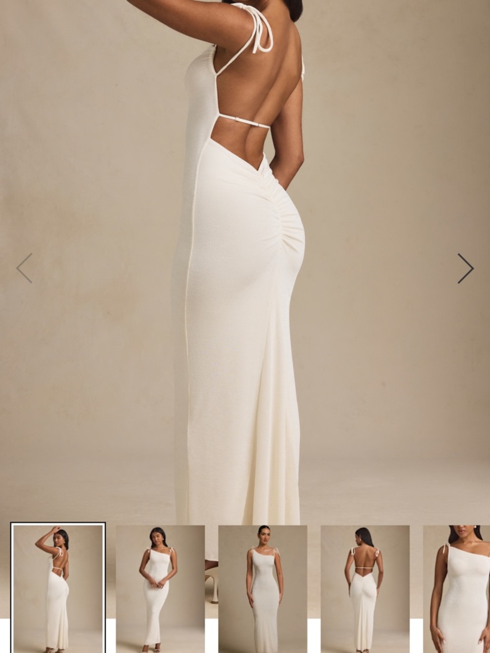 Noelia Oh Polly Textured Jersey Backless Maxi Dress in Ivory